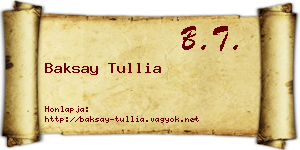 Baksay Tullia névjegykártya